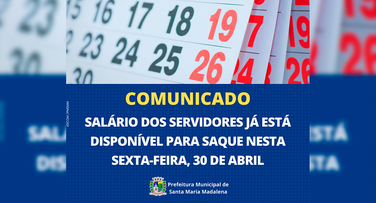 Comunicado: Pagamento dos Servidores já está disponível para saque nesta sexta-feira, 30