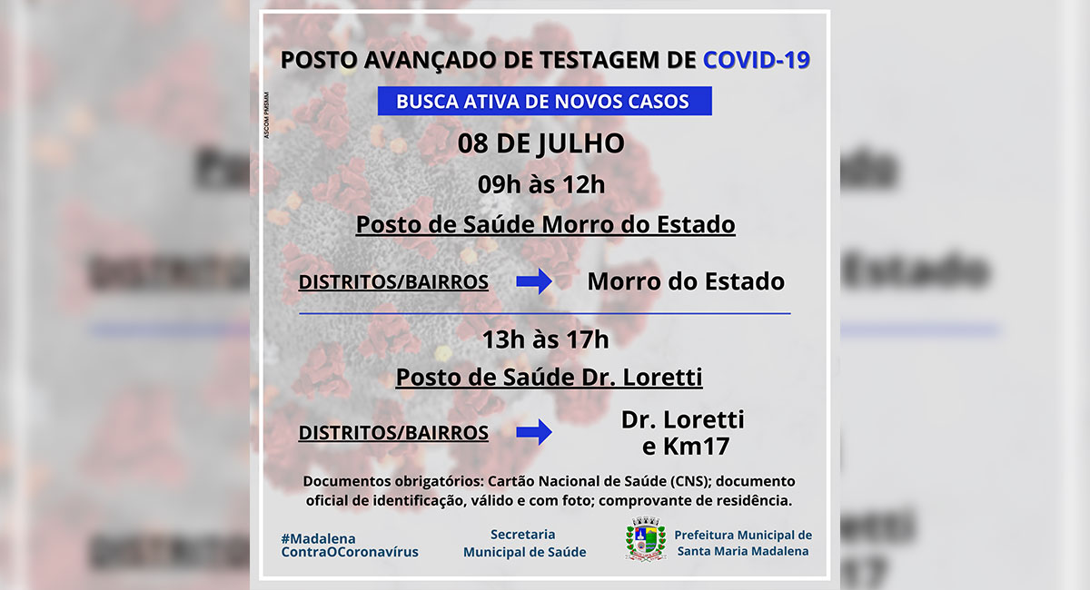 Covid-19: Saúde informa a próxima etapa da Busca Ativa de novos casos