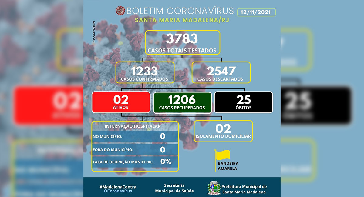 Boletim covid-19 atualizado em 12 de novembro de 2021