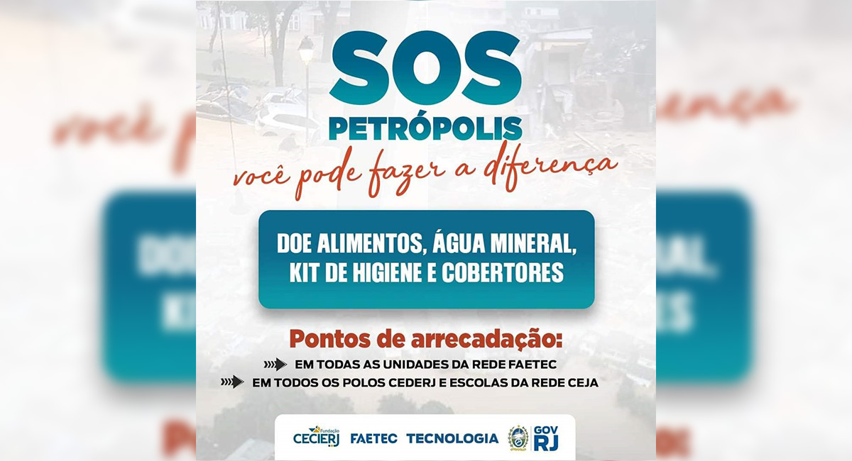 Polo CEDERJ de Santa Maria Madalena arrecada donativos para vítimas das chuvas em Petrópolis