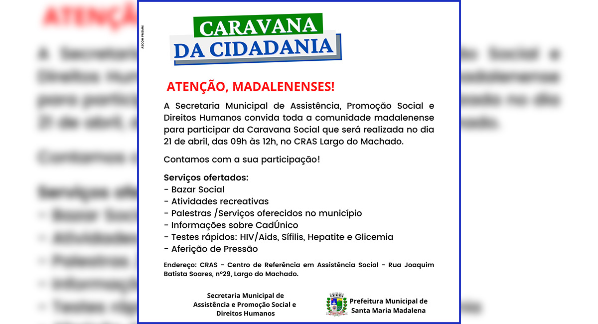Secretaria de Assistência Social promove a caravana da cidadania no CRAS Largo do Machado