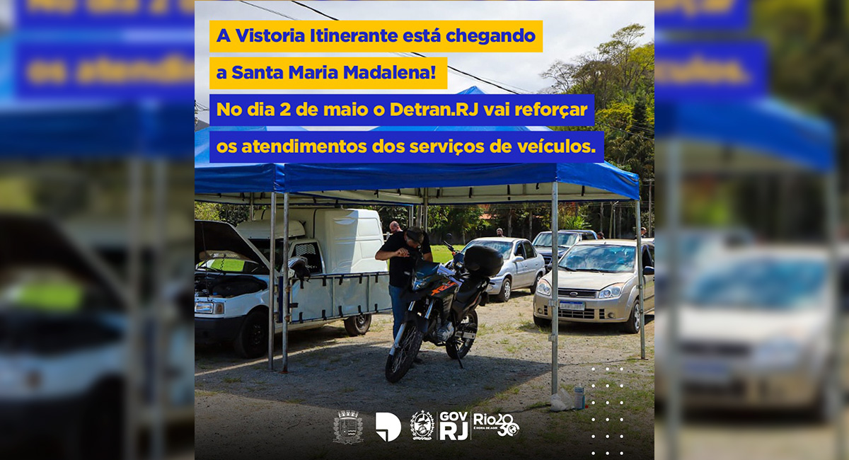 Utilidade Pública: Vistoria itinerante do Detran em Santa Maria Madalena