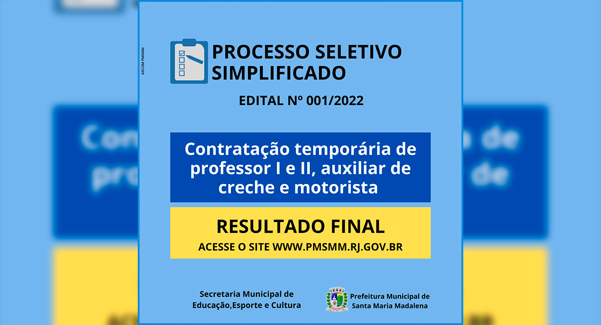 Resultado Final: Processo Seletivo Simplificado Nº001/2022