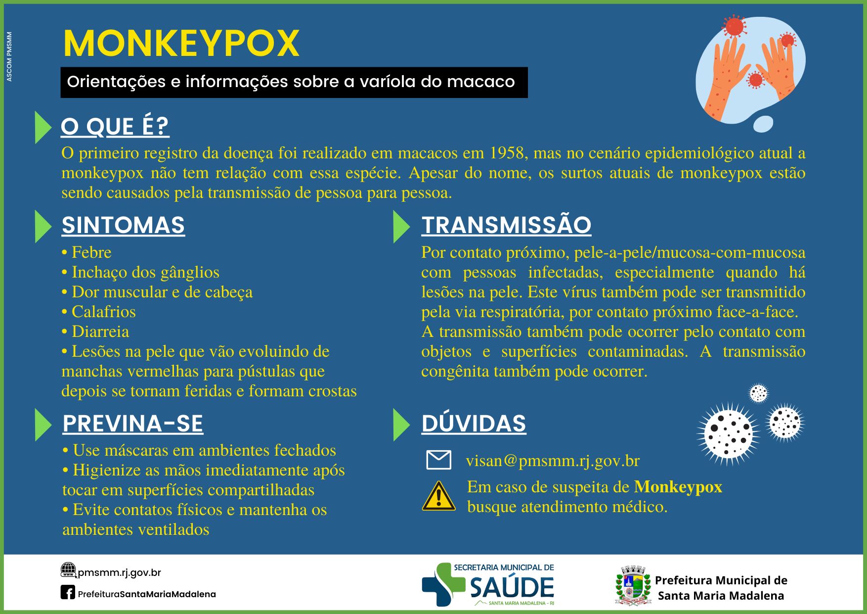 MONKEYPOX: Orientações e informações sobre a varíola do macaco