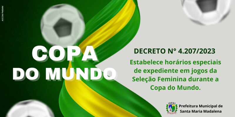 Prefeitura tem expediente especial em jogos da Copa do Mundo Feminina
