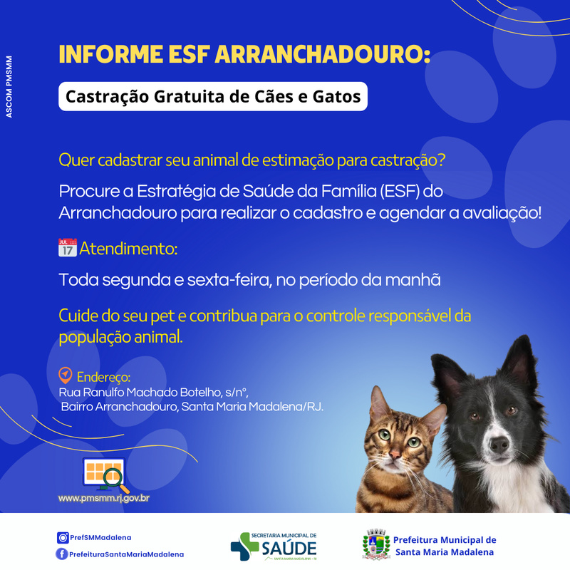 INFORME ESF ARRANCHADOURO: CASTRAÇÃO ANIMAL