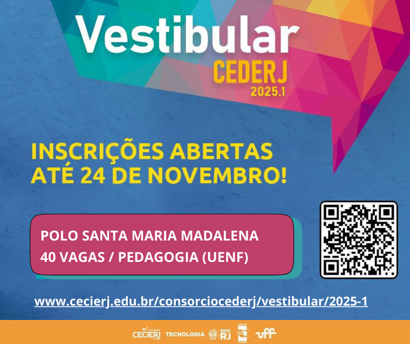 Inscrições abertas para Vestibular Cederj 2025.1