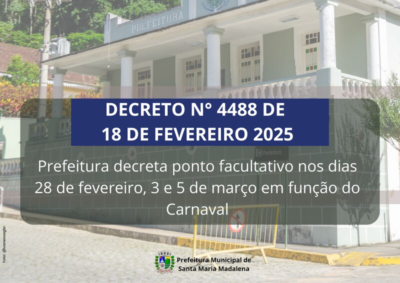 Carnaval: Prefeitura decreta ponto facultativo nos dias 28 de fevereiro, 3 e 5 de março