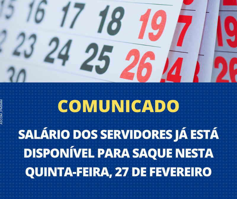 Comunicado: Pagamento dos Servidores já está disponível para saque nesta quinta-feira, 27