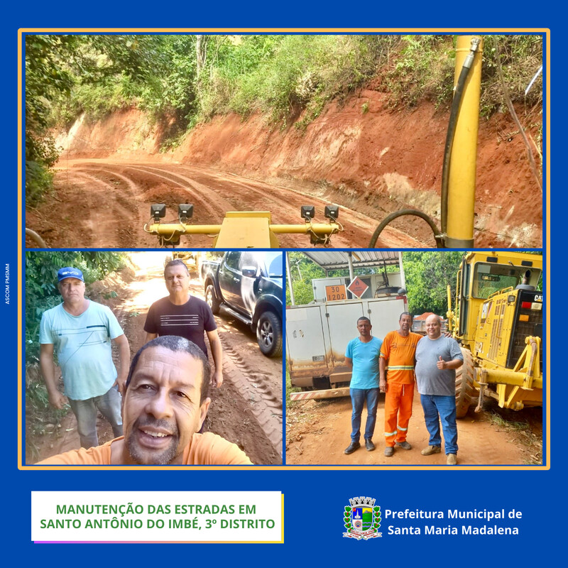 Prefeito acompanha obras de manutenção nas estradas de Santo Antônio do Imbé