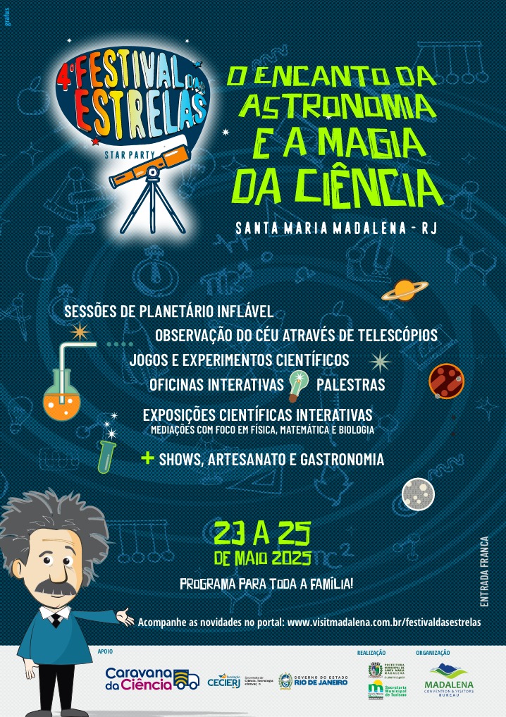 Santa Maria Madalena recebe o 4º Festival das Estrelas com programação gratuita de astronomia, cultura e ciência