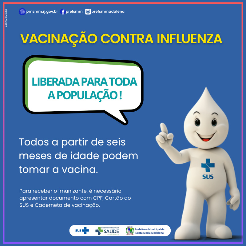 Vacinação contra a gripe está liberada para população acima de seis meses