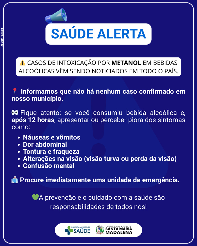 Prefeitura de Santa Maria Madalena alerta sobre riscos de bebidas alcoólicas de procedência duvidosa