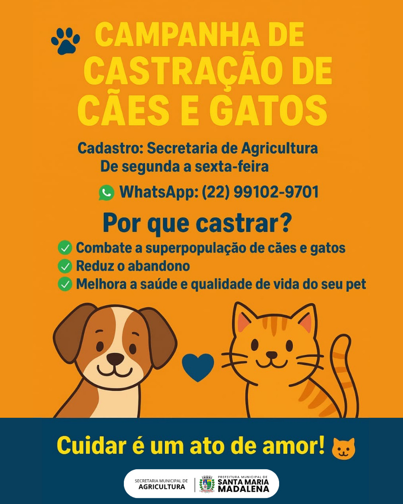 Campanha de Castração de Cães e Gatos em Santa Maria Madalena