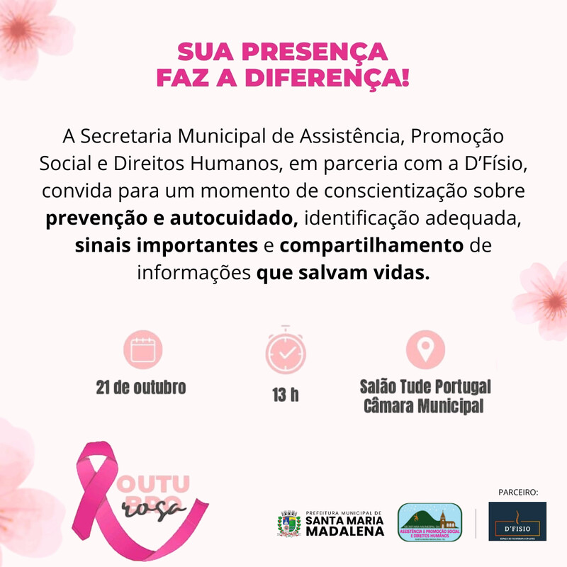 Outubro Rosa: Secretaria de Assistência Social promove encontro sobre autocuidado e prevenção