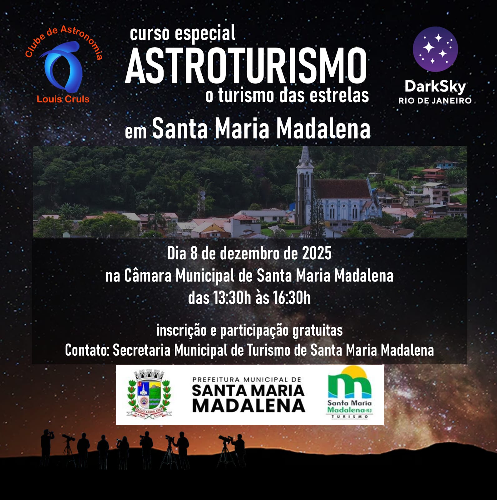 Santa Maria Madalena receberá curso especial de Astroturismo.