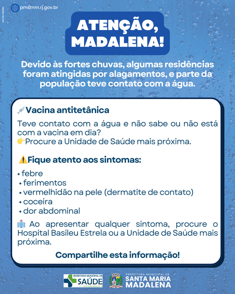 Secretaria Municipal de Saúde alerta para cuidados após alagamentos e enchentes