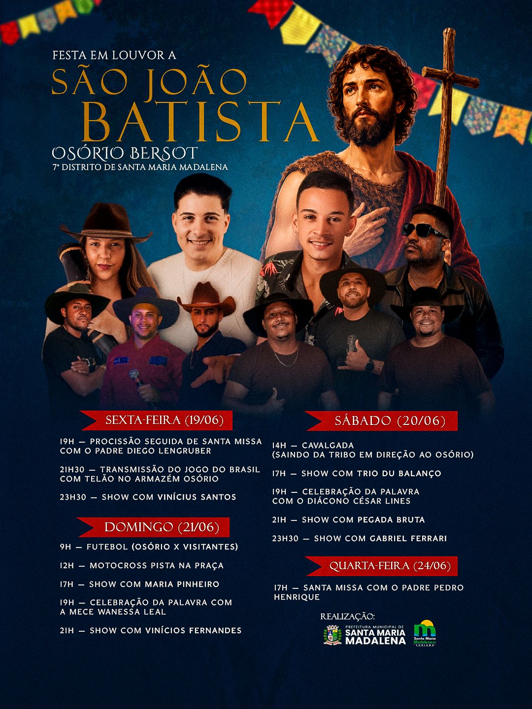 Festa em louvor a São João Batista em Osório Bersot