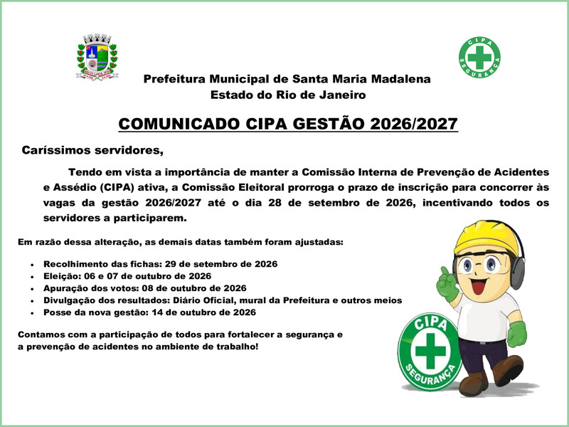 CIPA 2026/2027: prazo para inscrição de candidatos é prorrogado